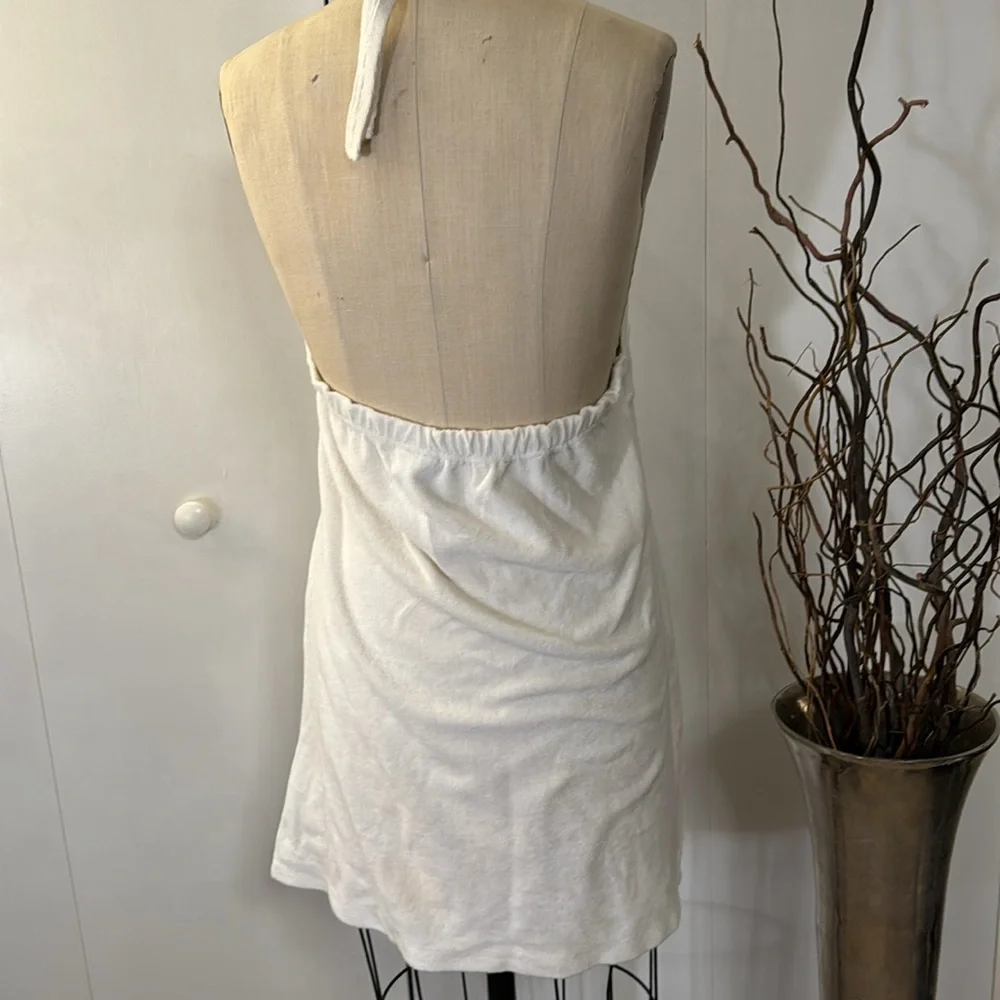 St. John’s Bay White terrycloth halter swimsuit cover up - Picture 3 of 5